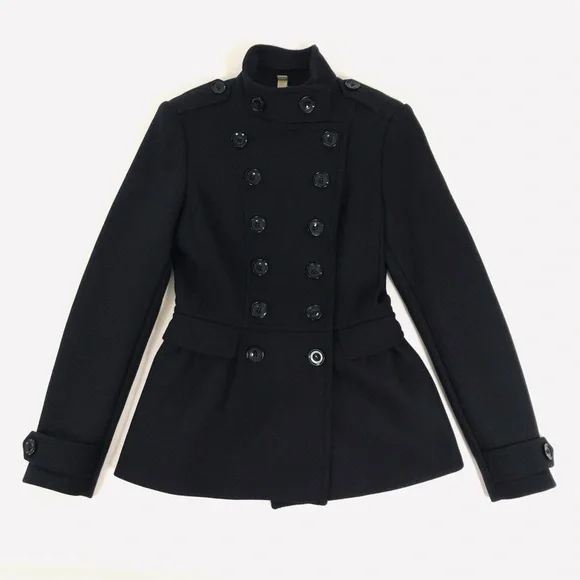 Burberry Black Double-Breasted Military Peacoat - Picture 4 of 11